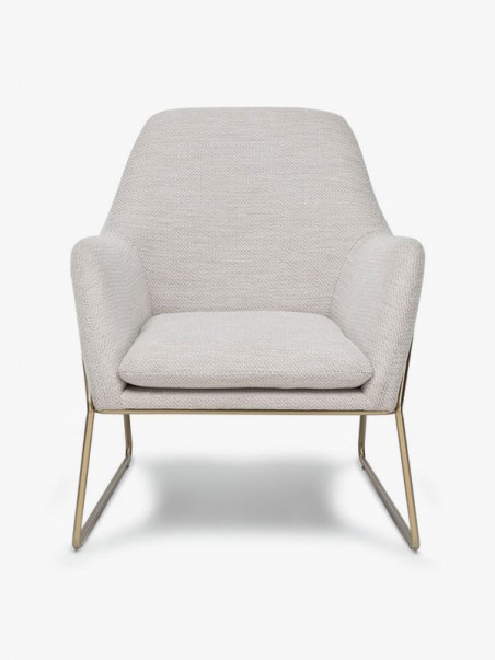 Upholstered fabric armchair with armrests